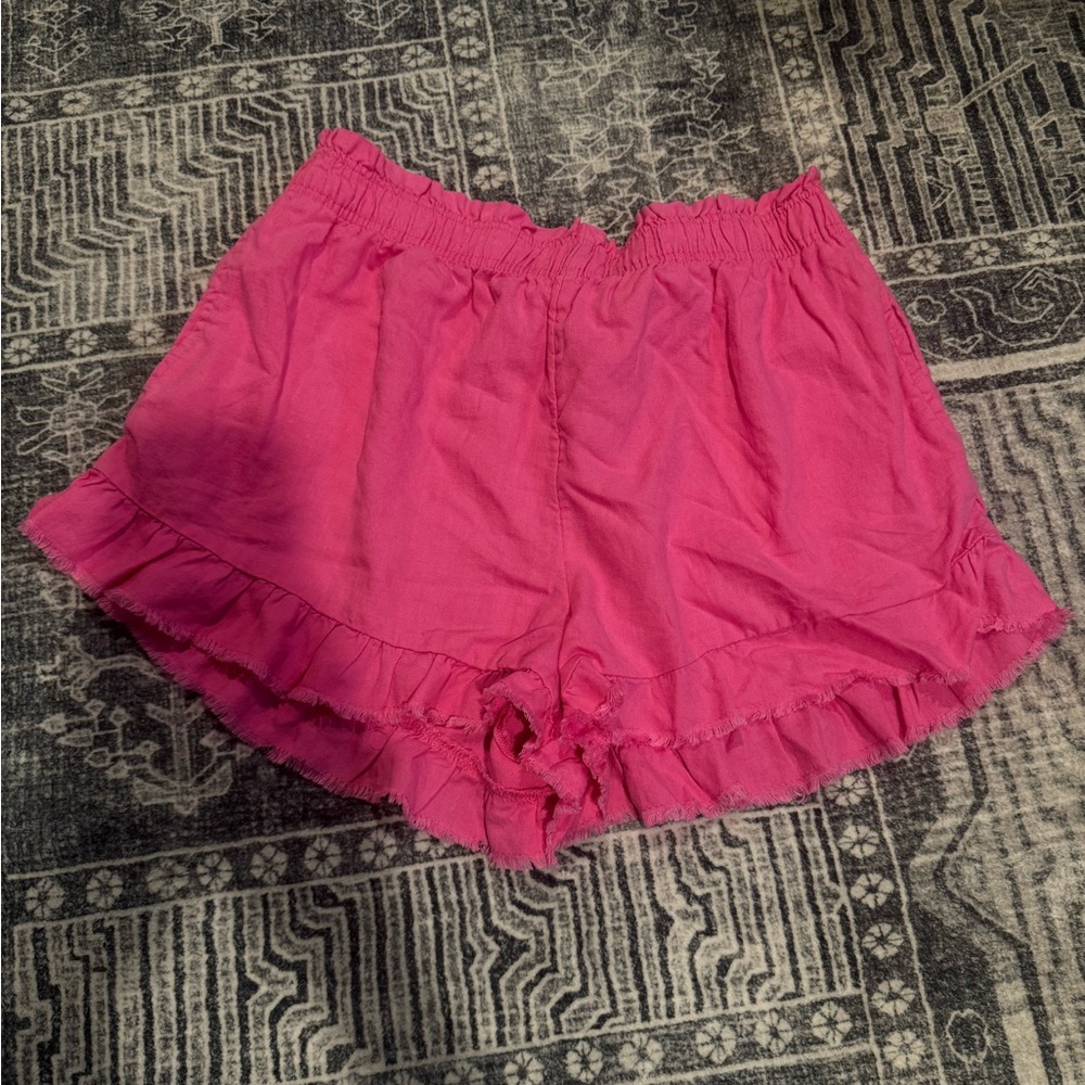 Aerie High Waist Pink Ruffle Shorts